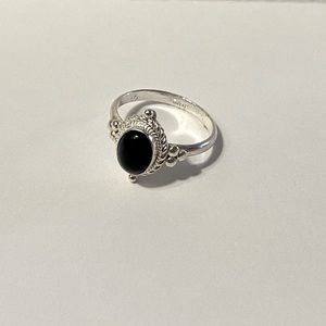 Onyx Sterling Silver Ring Pinky Ring